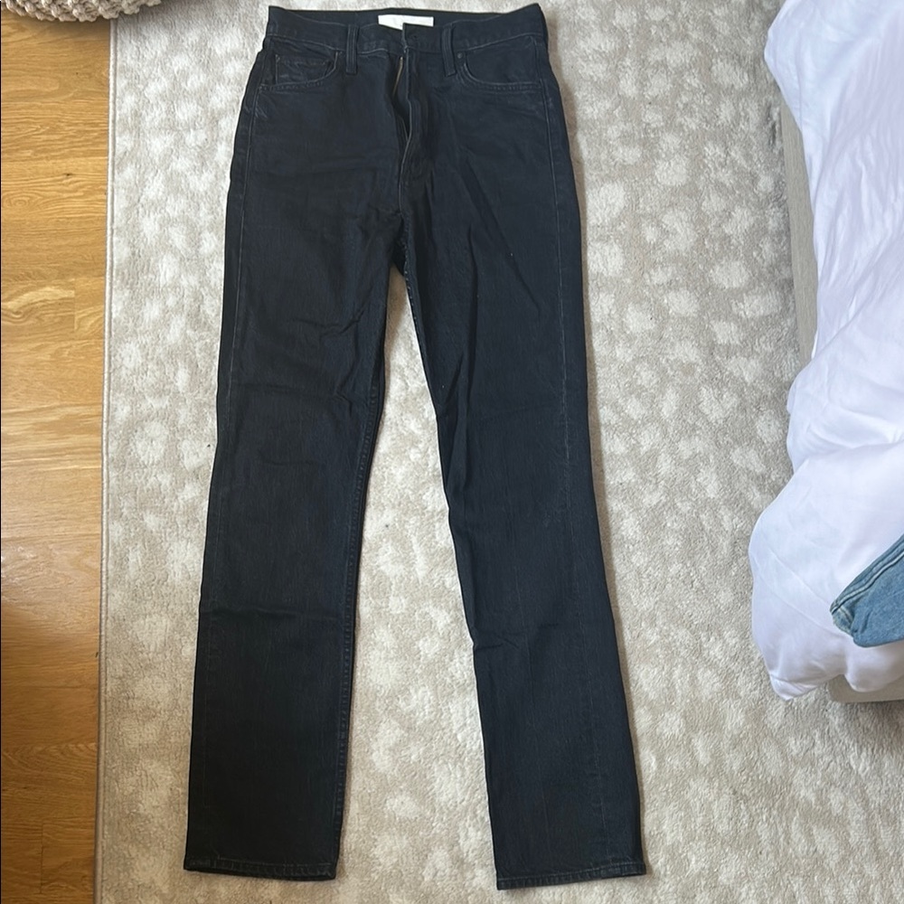 MOTHER black straight leg jeans